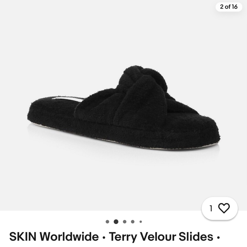 Black Terry Velour Slippers